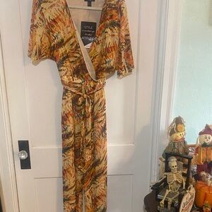 Attitudes by Renee Multicolor Abstract Jumpsuit